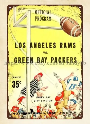 football 1961  Program sports magazine cover metal tin sign