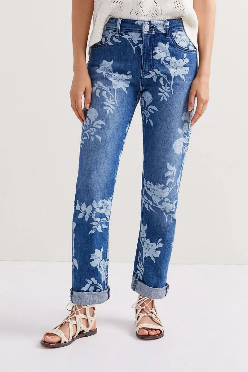 

Foreign trade original single fashion new blue washed pattern ladies jeans