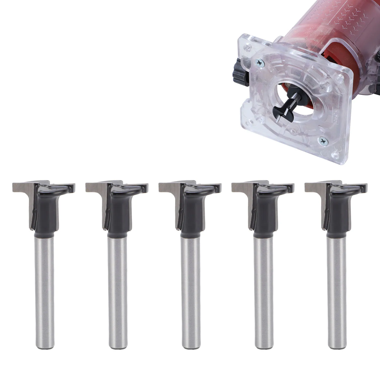 

5Pcs Arc Bending Router Bit Cemented Carbide T Type 2 in 1 Router Bit for Wooden Door Closet