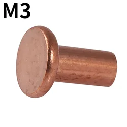 30pcs  M3 Copper Flat Head Rivets Flat Head Solid Copper Rivets