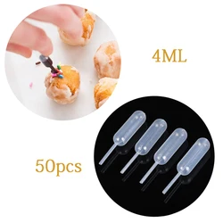 4ml 50pcs Sauce Droppers Transfer Pipettes for Cupcakes Ice Cream Sauce Ketchup Pastries Macaron Stuffed Dispenser Mini Squeeze