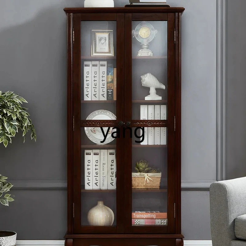 

xhz solid wood glass door bookcase locker sliding door storage TV cabinet next to display cabinet