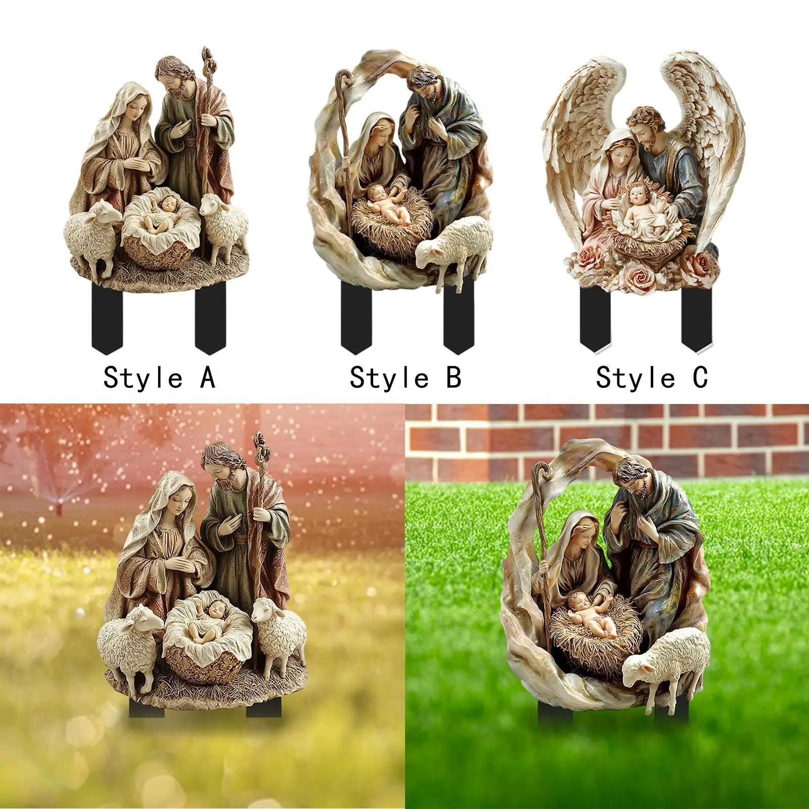 Holy Family Landscape Garden Stake 2D Display Backyard Flowerbed Waterproof Walkway Acrylic Yard Sign Flower Pot Decoration