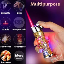 Embossed Relief Dragon Design Torch Lighter Refillable Butane Windproof Jet Red Flame Lighter for Gifts (Without Butane)