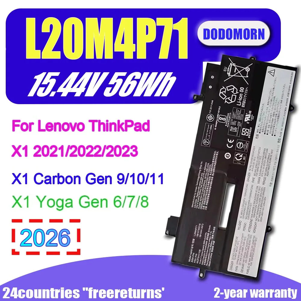

Новый аккумулятор DODOMORN L20M4P71 для Lenovo ThinkPad X1 Carbon Gen 9/10th G9-20XW 2021 Yoga G6/G7 6th Gen 20XW 20XX