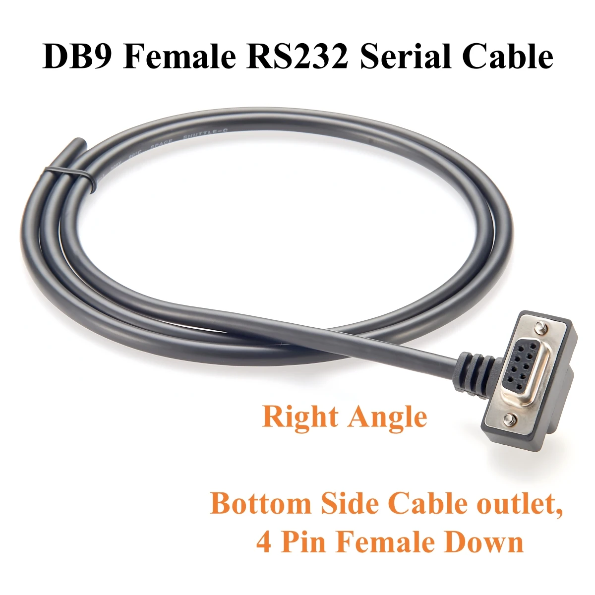 Up/Down Angle Low Profile DB9 RS232 Serial Cable Right Angle Space-Saving D-Sub 9 Pin Female to Open-Ended Bare Wire for PLC