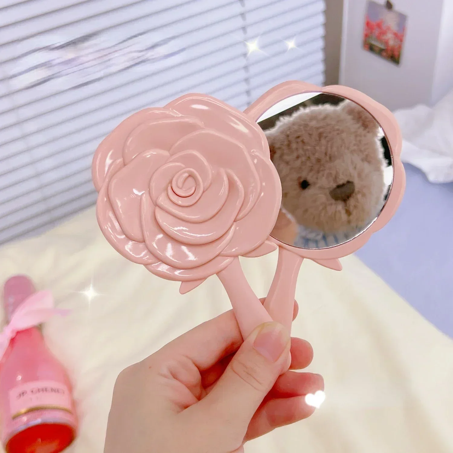 Retro Rose Flower Shape 3D Stereo  Cosmetic Makeup Compact Mirror 4 Colors Choose Hand Mirror Compact Mirror Wholesale