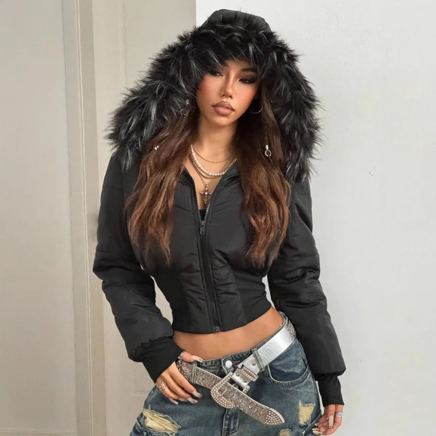 

Новая женская осенне-зимняя тонкая теплая модная женская хлопковая куртка с тонкой талией на флисовой подкладке на молнии