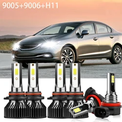6X Ultra-Bright Led Light Bulbs Combo High Low Beam Replacement Car Front Fog Lamps For Honda Civic 2006-2012 2013 2014 2015