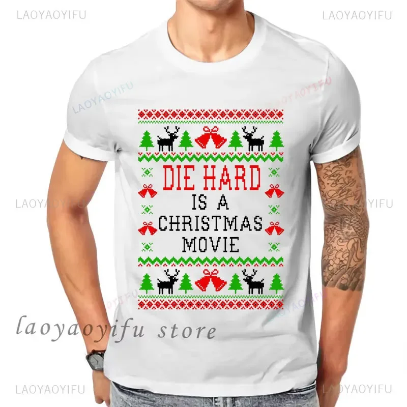 Funny Christmas Party 1988 Bruce Willis Vintage Tshirt Die Hard Movie T-Shirt Unisex Tees Male 90s Nostalgia Cotton Streetwear