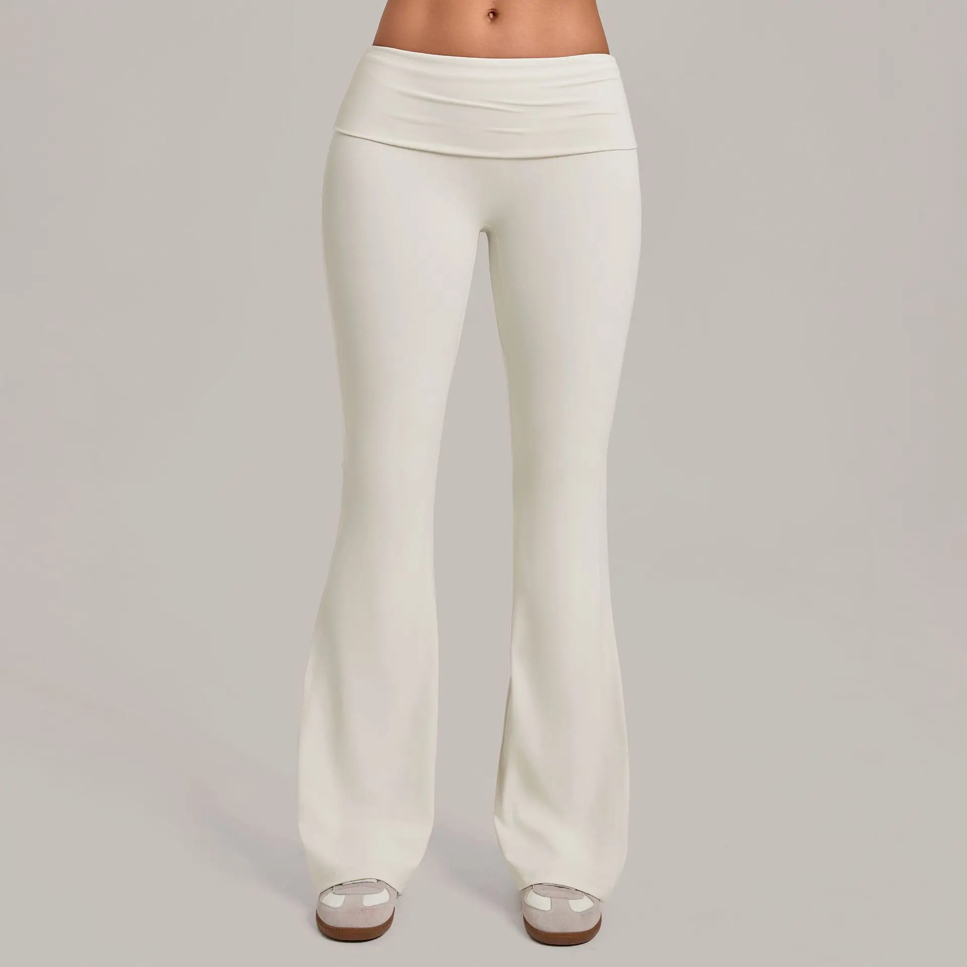 Wholesale Flared Leggings Low Waist Yoga Pants for Woman Pilates Clothing Gym Clothes Woman Sportswear Activewear Beige Purple