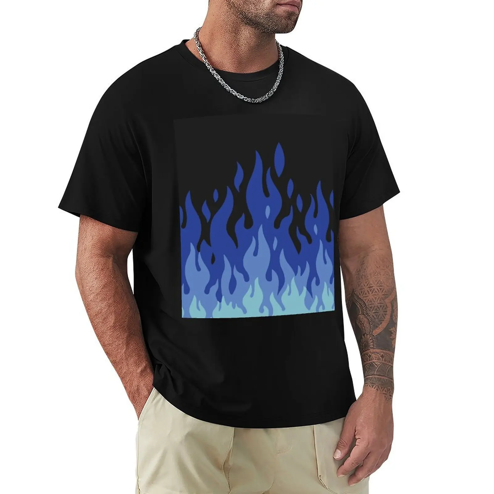 Blue Flames T-Shirt Dry Fit Running Short Sleeve Top