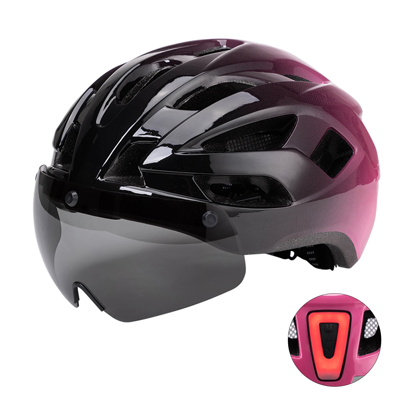

Bike Helmets for Women Magnetized Goggles Universal Bike Helmet PC EPS Integral with LED Tail Light for Road Mountain Bikes