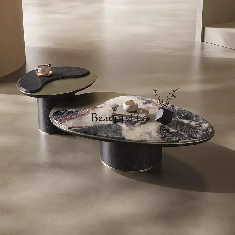 

yj9 Italian light luxury marble coffee table minimalist art small apartment living room home modern special-shaped combination