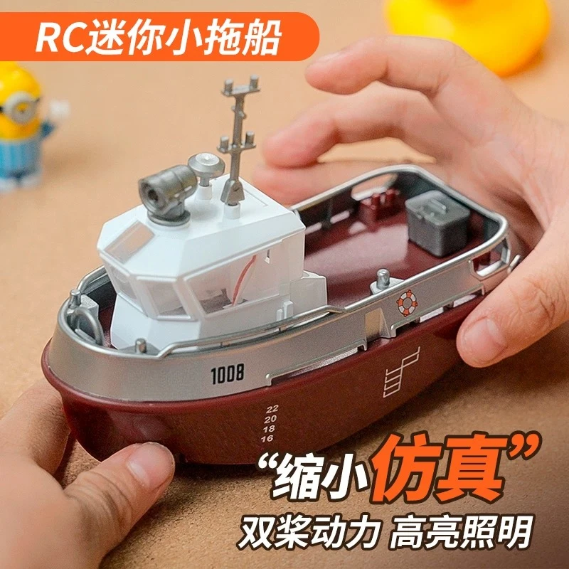 Mini RC Tugboat Model,Electric Remote‑Controlled Watercraft For Hobby Collection