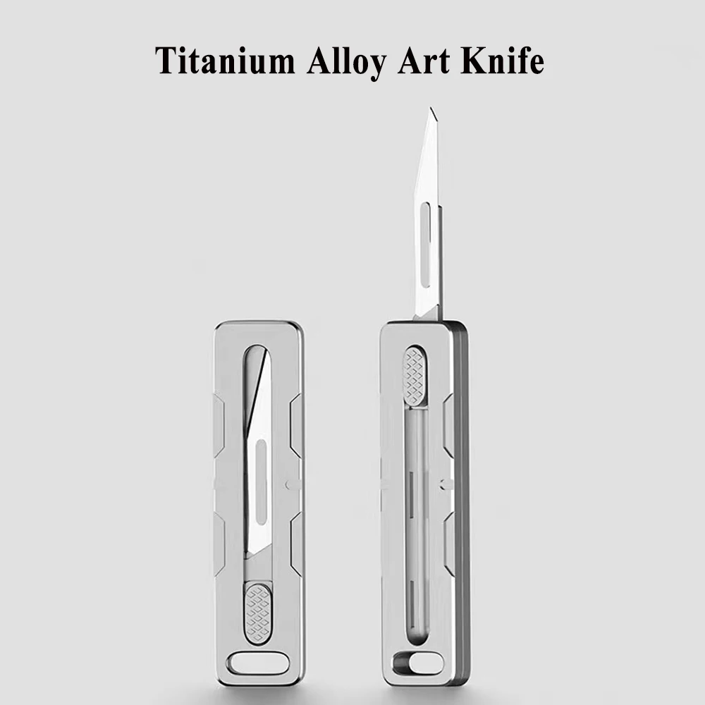 

Titanium Retractable Scalpel Knife + 10PCS Blades EDC Utility Pocket Knives Box Cutter Mini Multitool Portable DIY Carving Knife