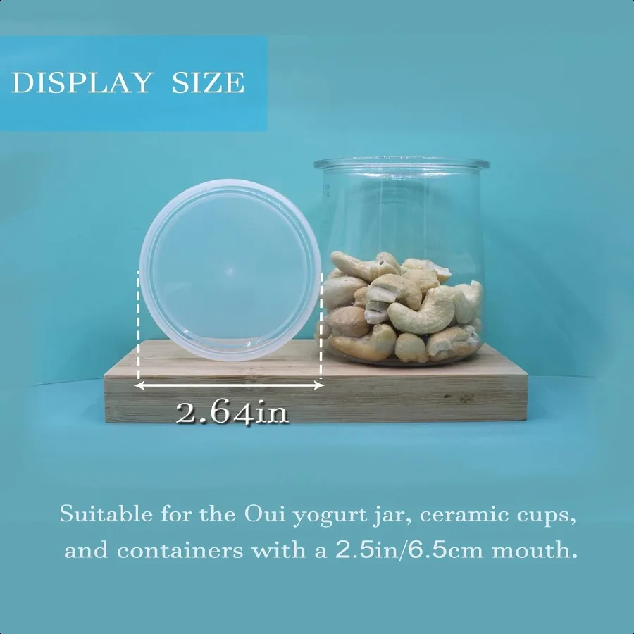 أغطية جرة الزبادي لـ Oui 12 عبوة من أغطية حاويات الزبادي Oui من البلاستيك الشفاف #5