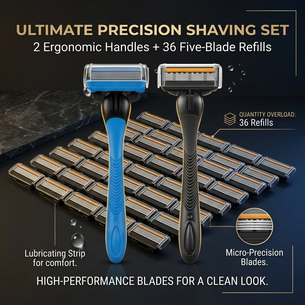 

[Men's Shaving Set] 5-layer blade design for anti slip, sharp shaving, and painless men's essential item