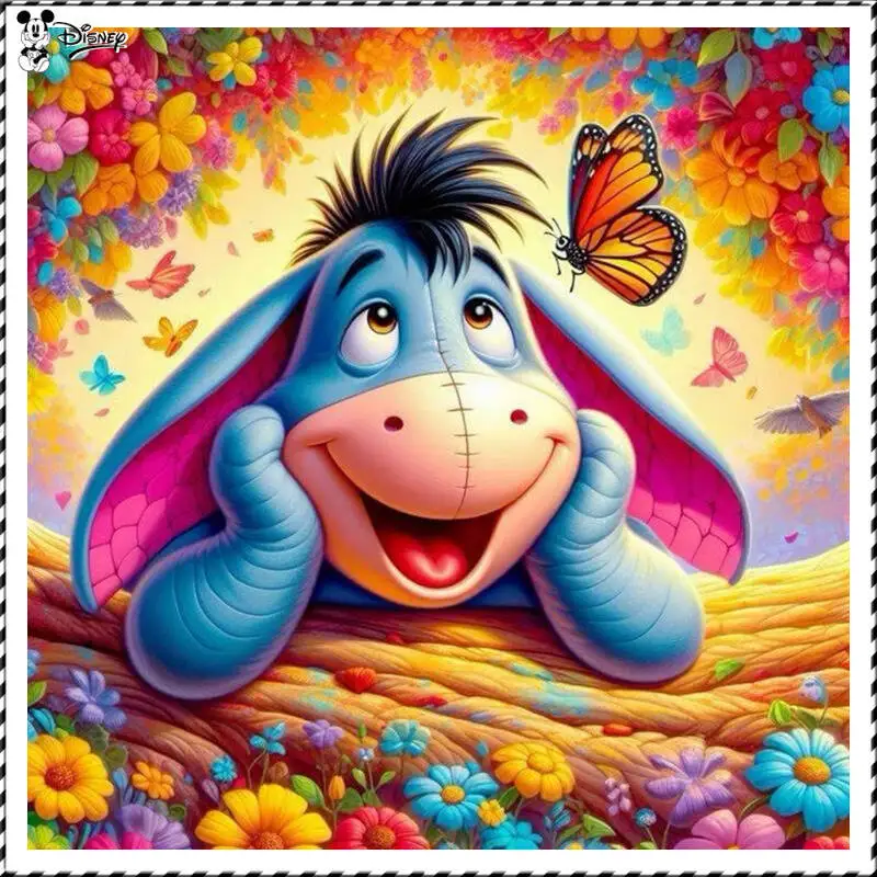 

Disney Cartoon Diamond Painting Eeyore Flowers Butterfly Full Rhinestones Mosaic Art Kit Handmade Gift