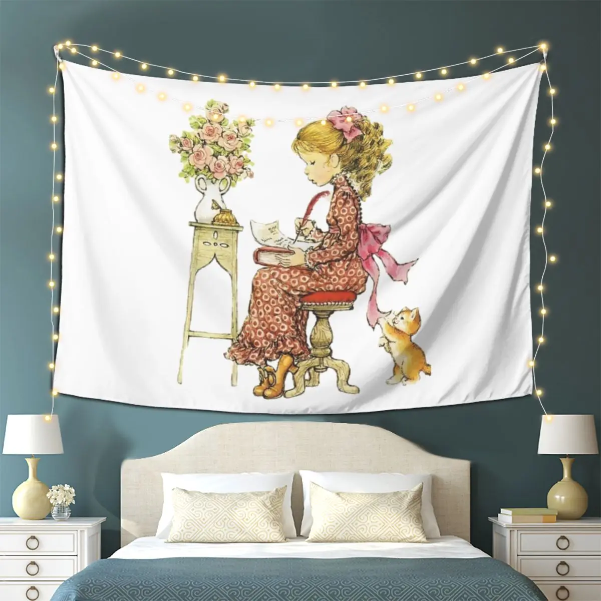 

Kawaii Sarah Kay Tapestry Wall Hanging Aesthetic Home Decoration Tapestries for Living Room Bedroom
