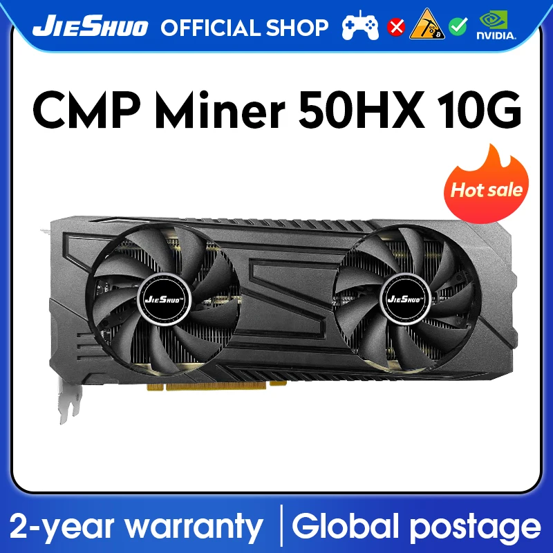 JIESHUO NVIDIA CMP 50HX 10GB Dedicated Mining Graphics Card GDDR6X GPU 320bit 50HX 10G 50 Series Two Three Fan, Turbine, Etc