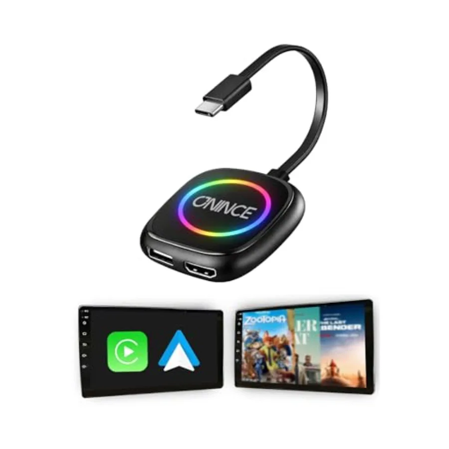 

Motorcycle car use ABS plastic black enables Android Auto streaming video and USB charging for OEM Wired CarPlay vehicles