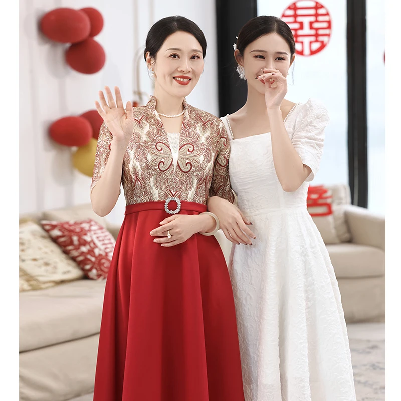 Luxury Mother Of The Bride Dresses A-Line Tea-Length Women Evening Gowns For Wedding Party