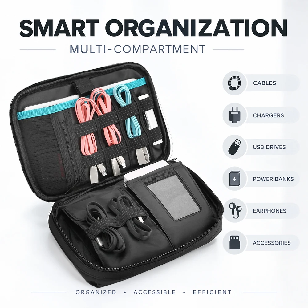 여행용 기기 정리 가방, 전자 제품 액세서리 케이스,  - Tech Accessories Travel Organizer Pouch 리뷰 및 가격