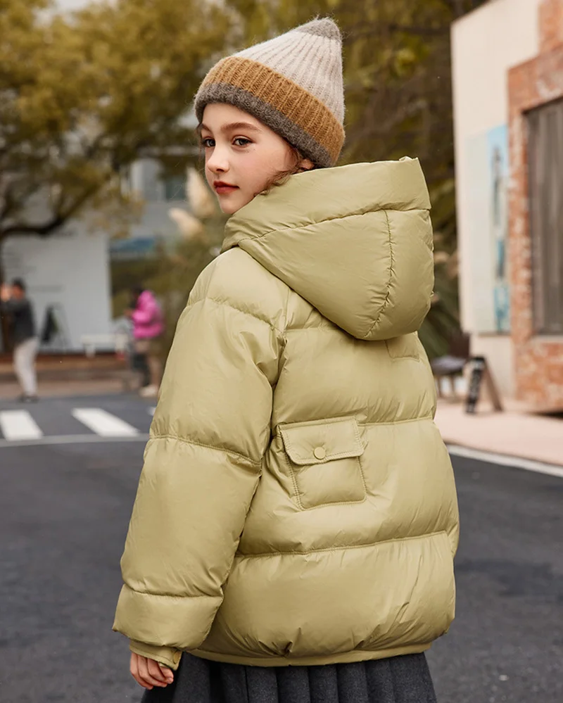 OLEKID 2024 Winter Down Jacket For Girl 90% White Duck Down Hooded Thick Warm Teenage Girl Outwear Coat 5-16 Years Kids Parkas