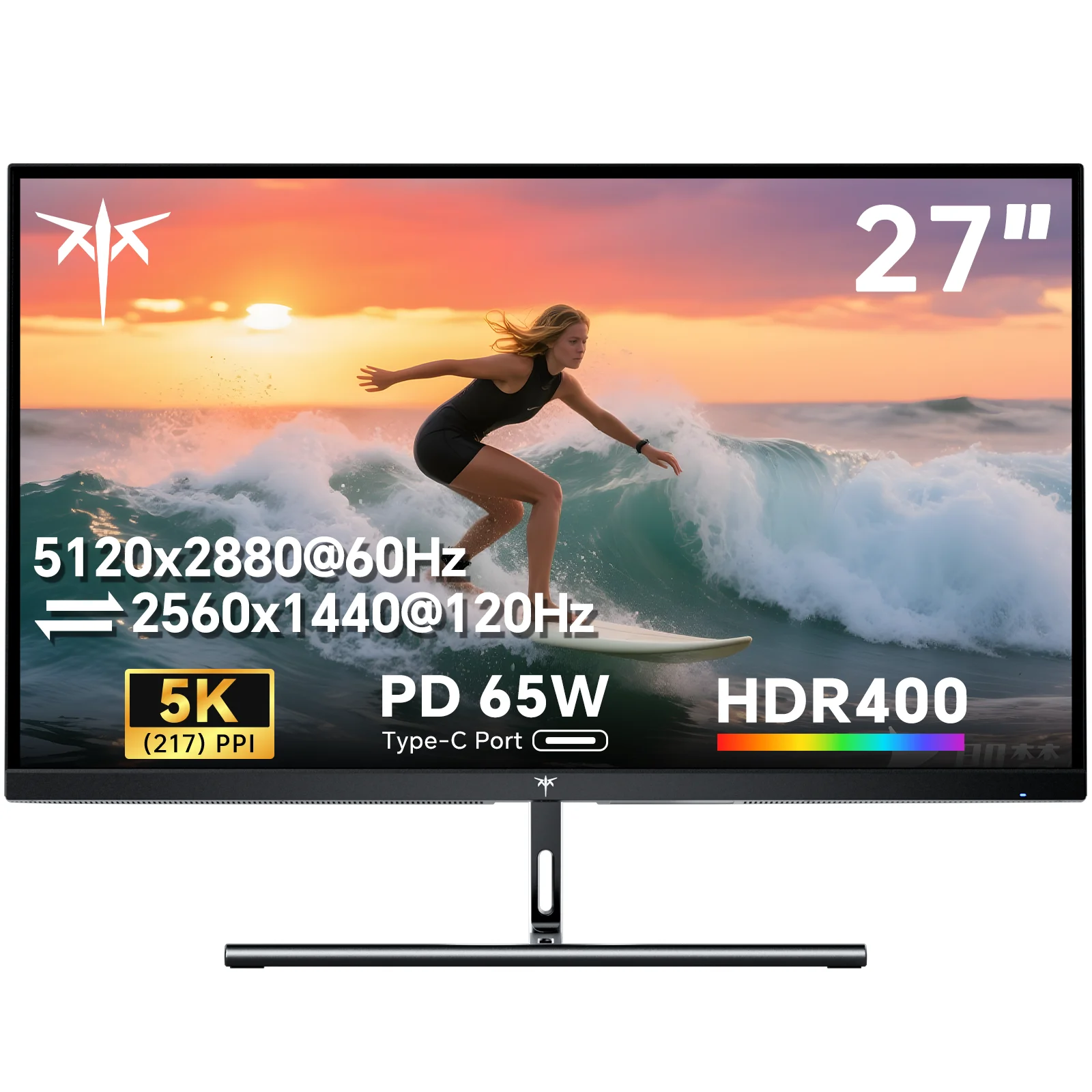 KTC 27-Zoll-5K-Monitor, 5120 x 2880 5K-Monitor mit 65 W Typ-C-Anschluss, Dual-Mode-Computermonitore, kompatibel mit Mac Mini, IPS