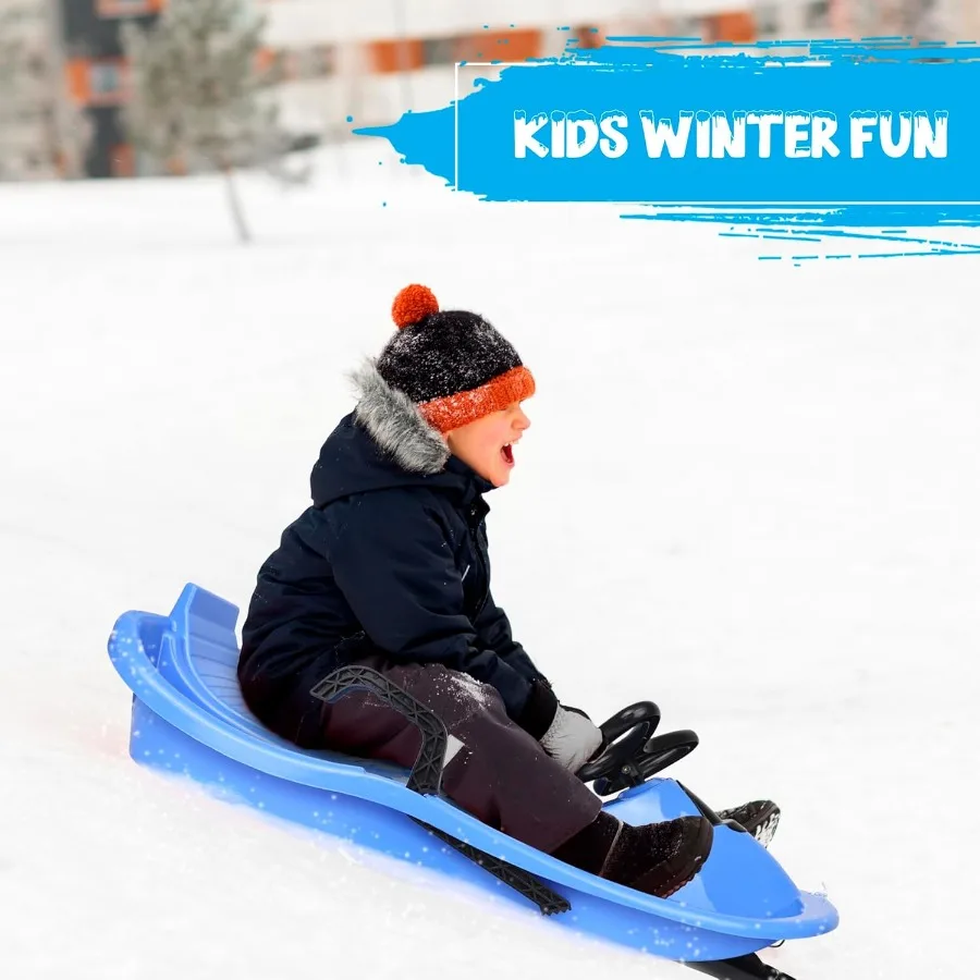 زلاجة ثلجية قابلة للتوجيه لسباق الإنحدار، إطار من الألومنيوم خفيف الوزن، تصميم أحمر، انزلاقي ناعم وتحكم سهل #5