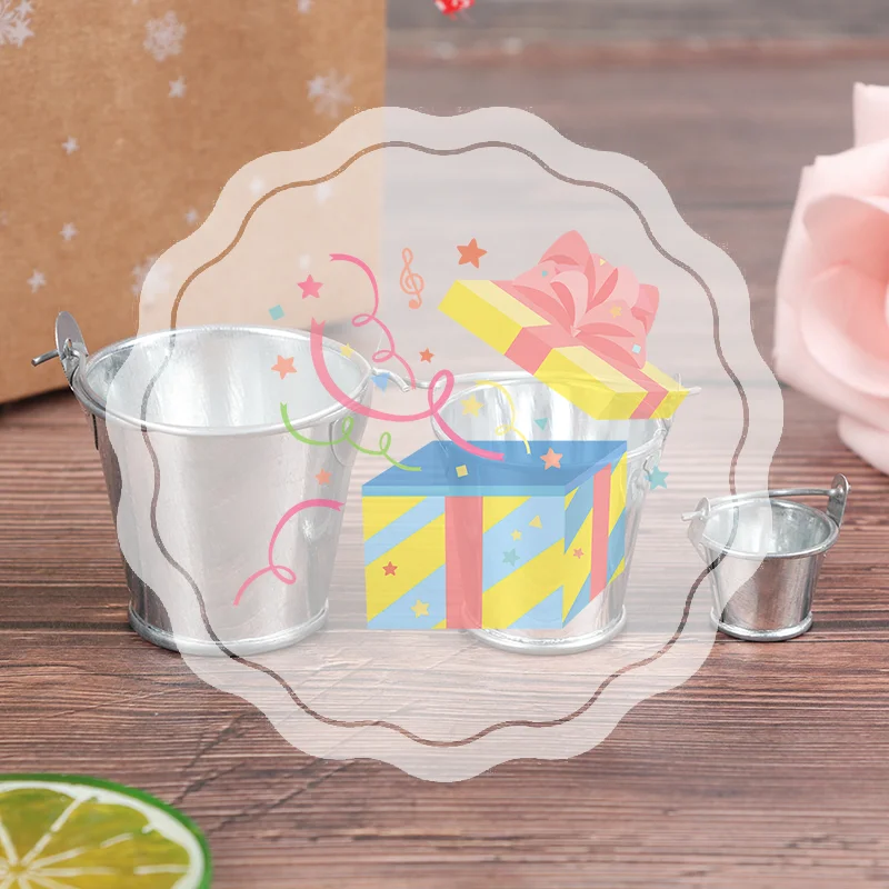 1Pcs Hot Dollhouse Miniature Metal Bucket Model Mini Kitchen Decoration Ornaments Children's Play House Small Bucket Toys
