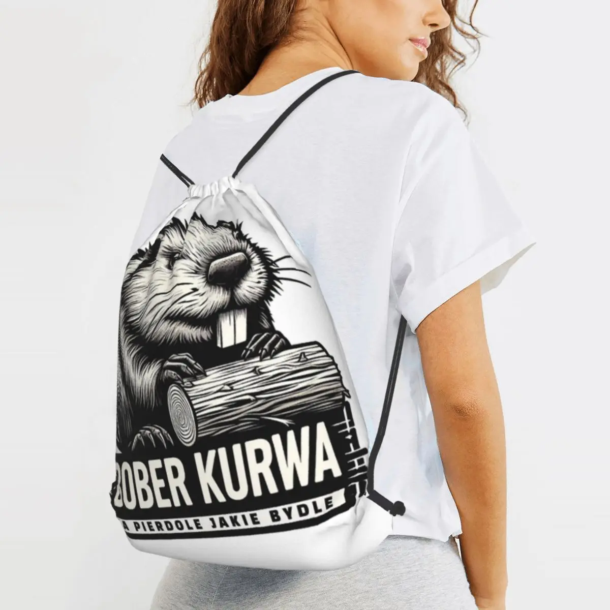 Poland Beaver Bober Polish Bobr Kurwa Backpacks Casual Drawstring Bags Storage Bag Book Bags for Man Woman Students