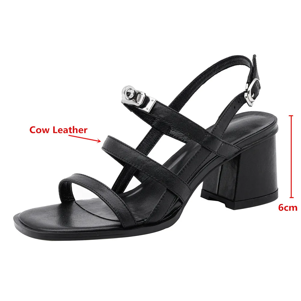 MILI-MIYA New Arrival Brand Style Women Cow Leather Sandals Concise Design Thick Heels Buckle Strap Big Size 34-40 Summer Shoes