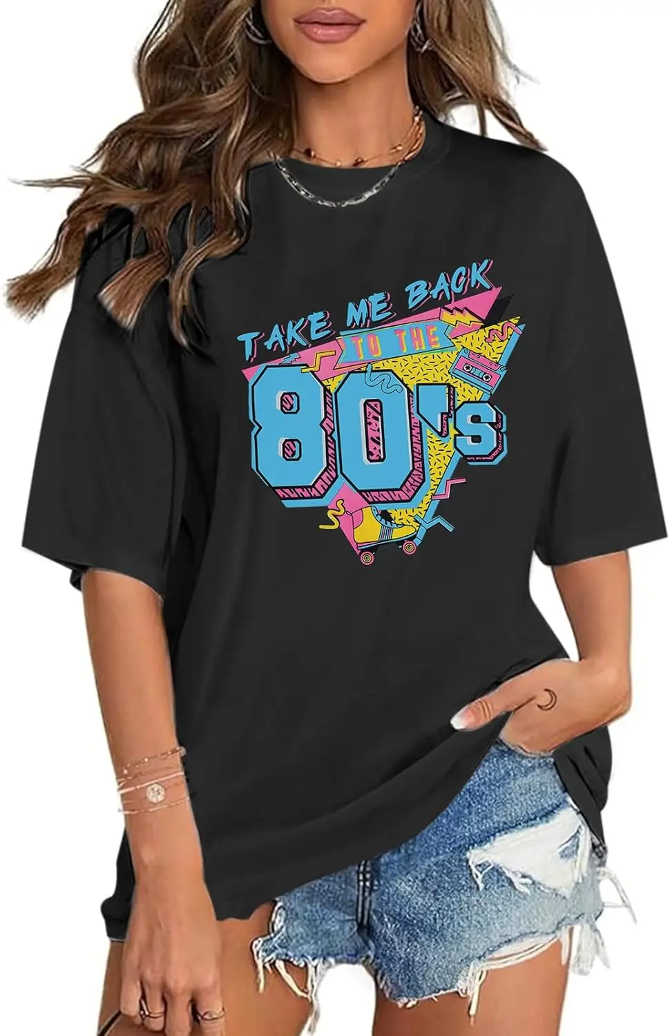 80s Outfit for Women Take Me Back to The 80s Shirt Vintage Graphic Tees Birthday Party Outfits Neon Themed tshirt