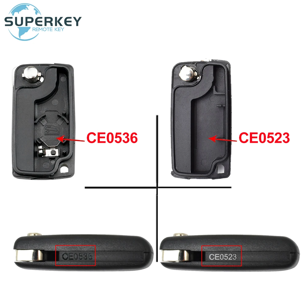 SUPERKEY-Remoto Virar Caso Shell Chave Do Carro, substituição para Peugeot Partner 207 307 308 407 607 807, Citroën C2 C3 C4 C5 Berlingo