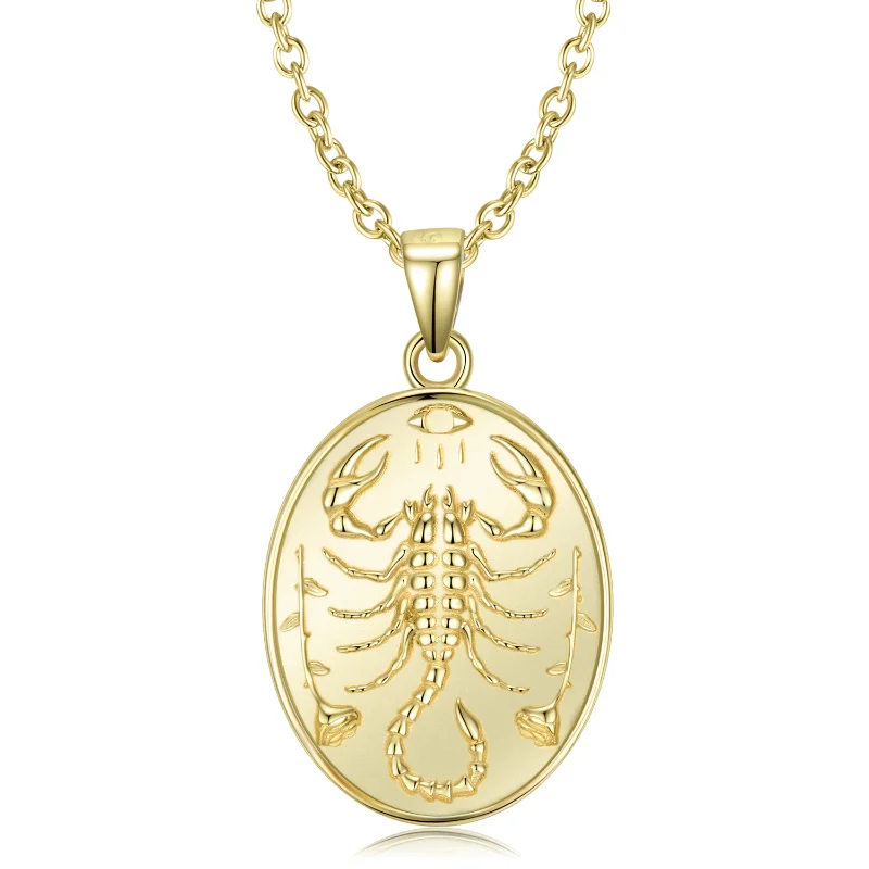 Gold Scorpion Pendant S925 Solid Silver Plated 14k Gold Necklace Personalized Trendy Street Style