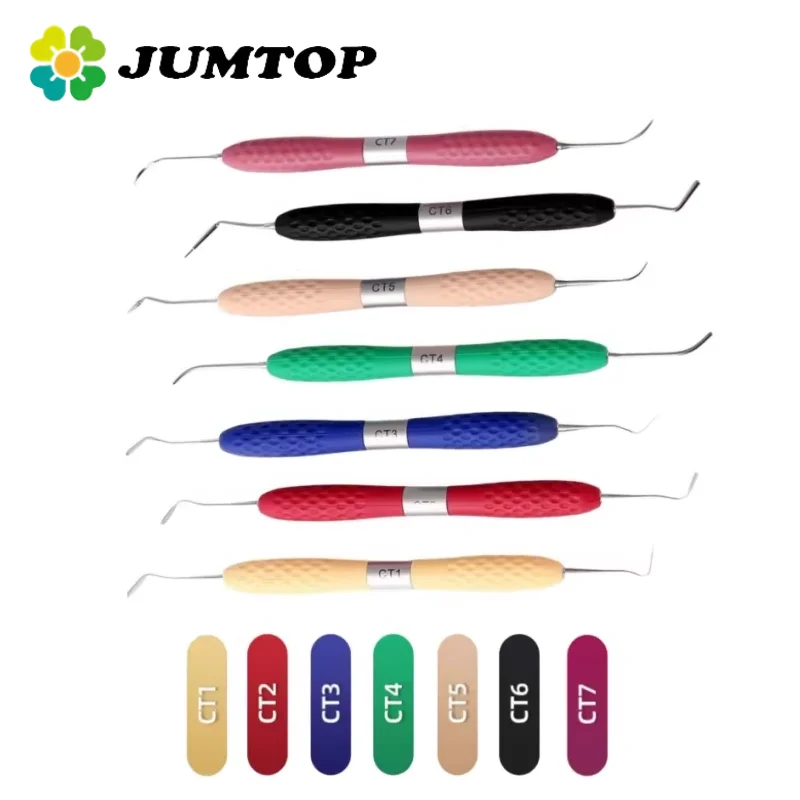 

JUMTOP 7Pcs Dental Resin Filler with Silicone Handle Aesthetic Restoration Kit Fit for LM Resin Knife Sculpture Tool