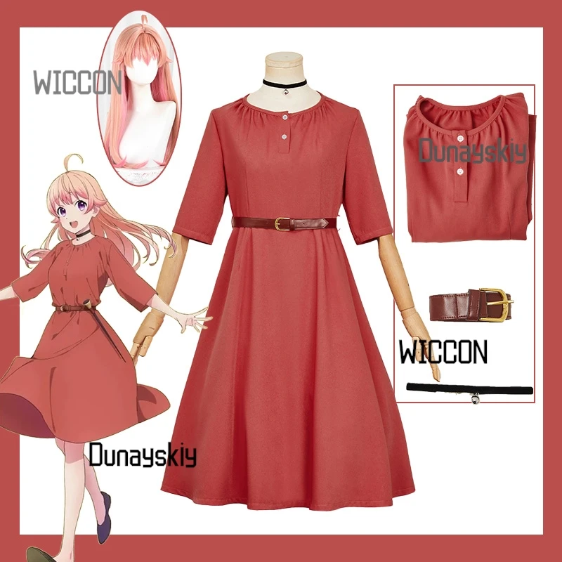 

Nico Wakatsuki Cosplay Costume Red Dress wig Anime Witch Watch Outfit Summer/Witch Party/Graduation Cosplay Wig Dress Set