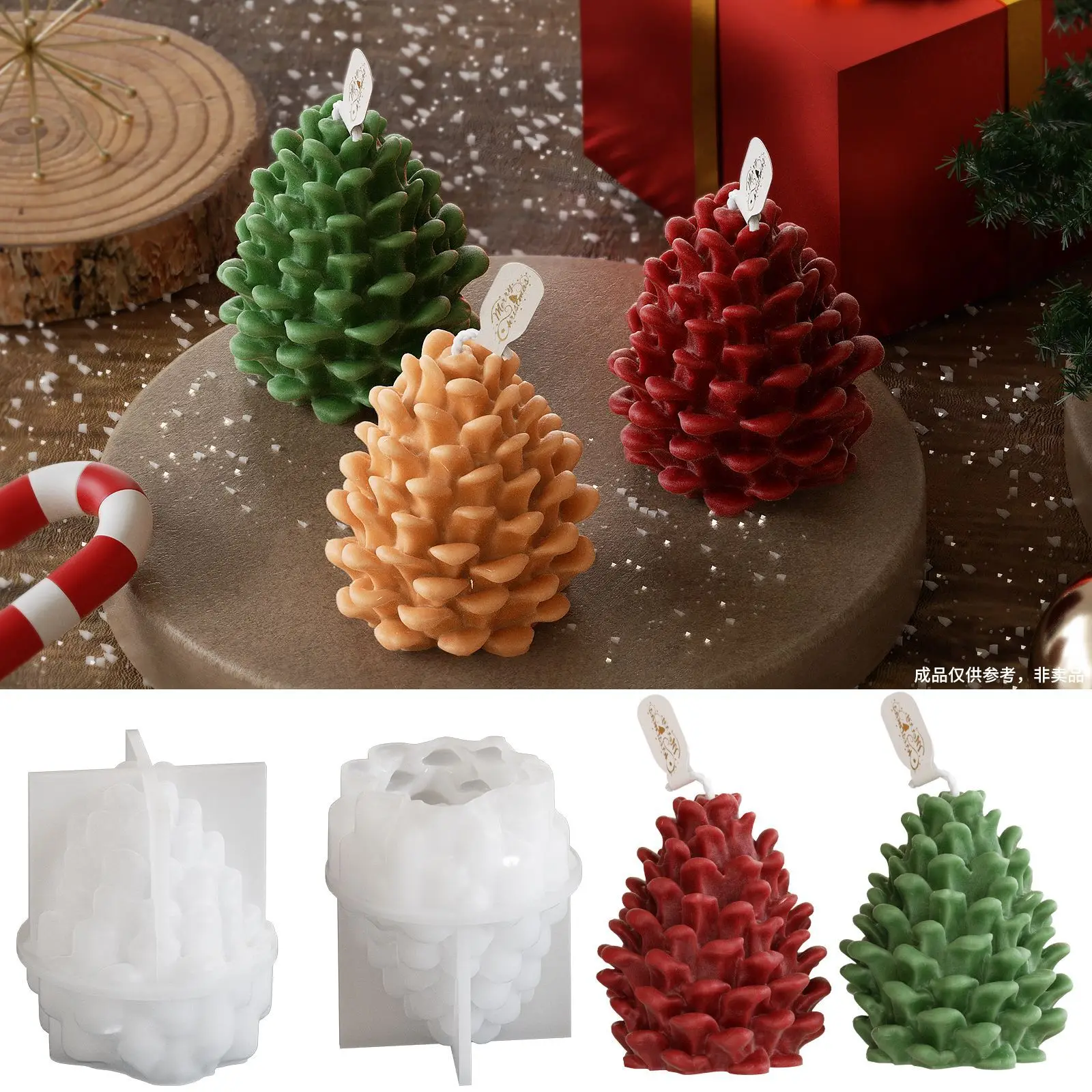 3D Tannenzapfen Kerze Silikonform DIY Weihnachten Ornament Handwerk Geschenke Herstellung Werkzeug Seife Gips Harz Gussformen Home Decor