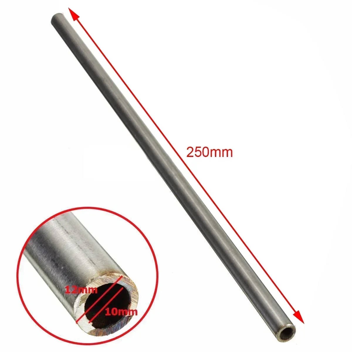 1pc Silver 304 Stainless Steel Capillary Tube 12mm OD 10mm ID 250mm Length Mayitr customized e