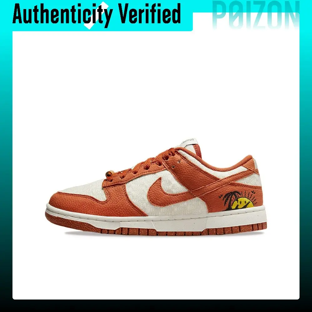 Nike Dunk Low 'Sun Club' Textile, Leather Vintage Low top Skateboard Shoes Women's White Orange DR5475-100