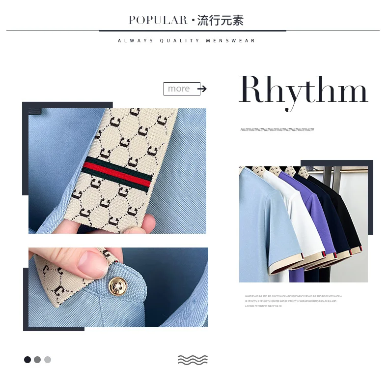 Summer men's fashionable luxury business casual golf shirt comfortable embroidered T-shirt short sleeved versatile top