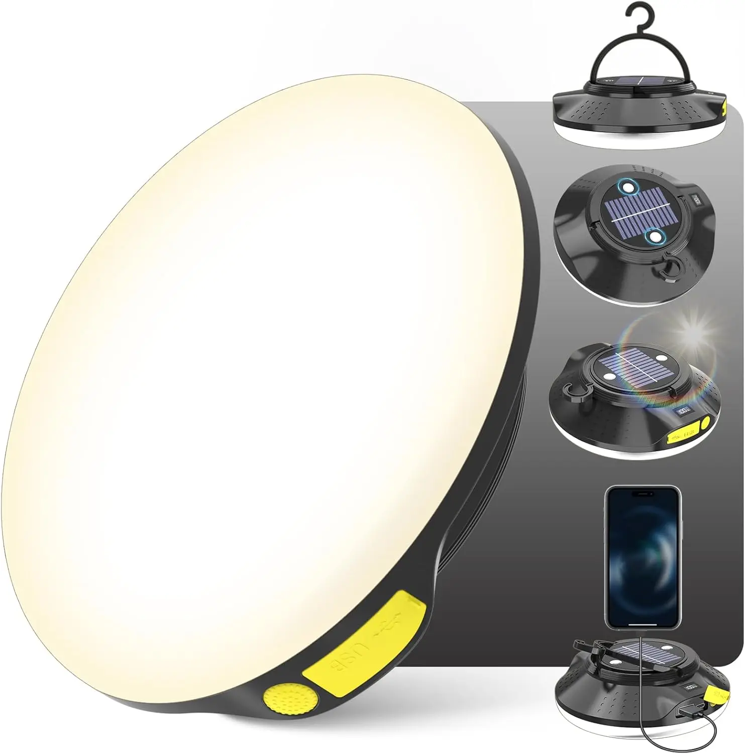 16000 мАч солнечный светодиодный фонарь для кемпинга 26000LM, перезаряжаемый водонепроницаемый фонарик мощностью 150 Вт с магнитом для палатки, улицы, экстренного использования