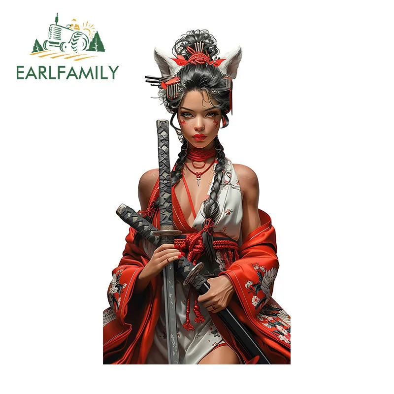 

EARLFAMILY Fox японский самурай женский автомобиль наклейка солнцезащитный крем заднее лобовое стекло бампер мотоциклетные наклейки устойчивая к царапинам автомобильная этикетка