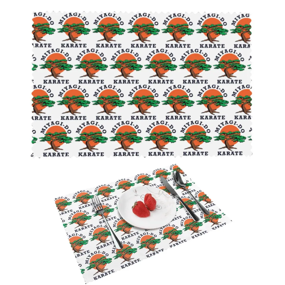 Miyagi Do Jo Karate Martial Placemat Washable Plate Mat for Dining Table Bowl Coaster Home Decor Absorbent Mats