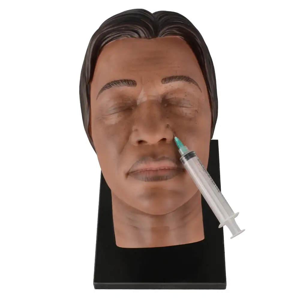 Ultrasist Facial Injection Training Mannequin Head with Dark Skin Common Facial Issue for Micro-Plastic Teaching Medical Student