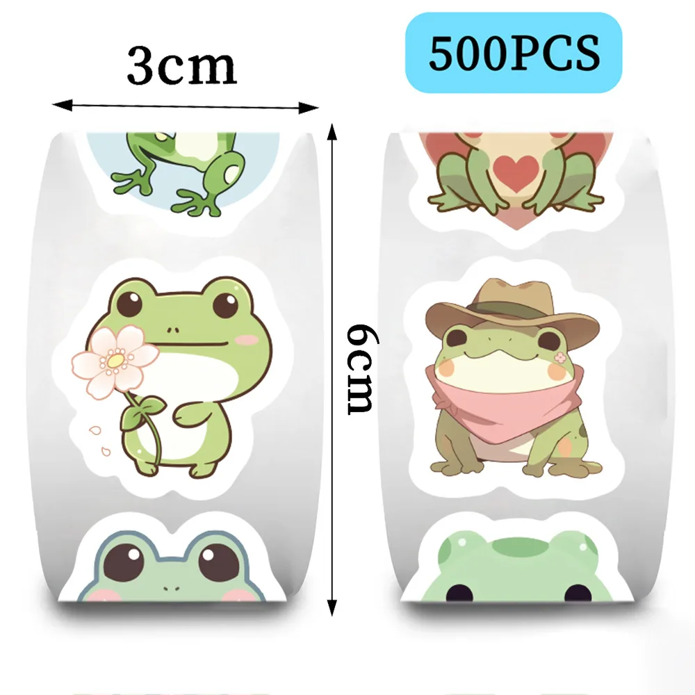 500pcs/roll Cute Traveling Frog Cartoon Graffiti Stickers DIY Phone Guitar Laptop Notebook Suitcase Waterproof Sticker Kids Toy