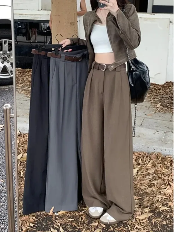 Loose Slimming Drape High Waist Casual Pants Women Summer 2026 Suit Retro Versatile Minimalist Personalized Pants XJ260