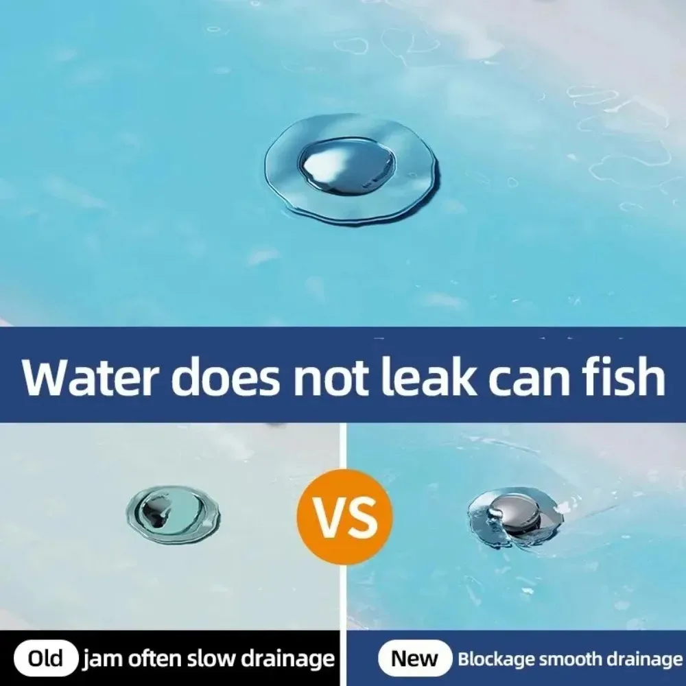 NEW2025 قابس تسرب مغسلة، قلب كذاب مقاوم للرائحة من الفولاذ المقاوم للصدأ، استنزاف حوض من نوع الضغط، ملحق عالمي لحوض الغسيل